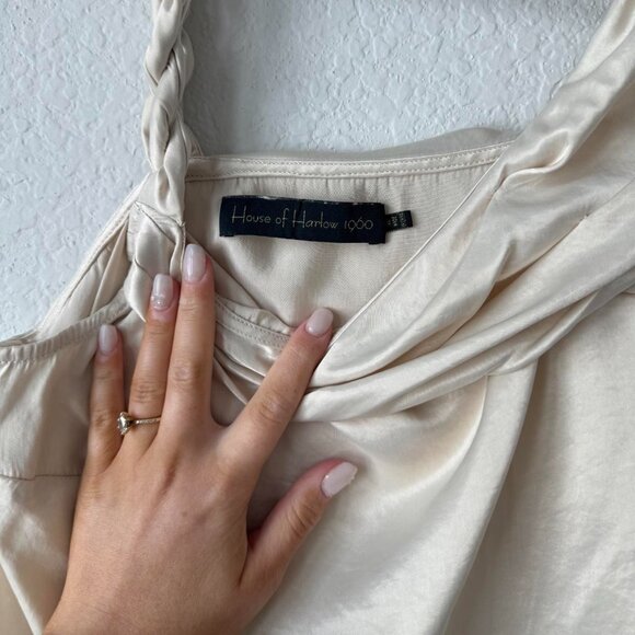 House of Harlow 1960 from Revolve cream asymmetrical silk top🕊️🍸🦪 - Picture 7 of 8